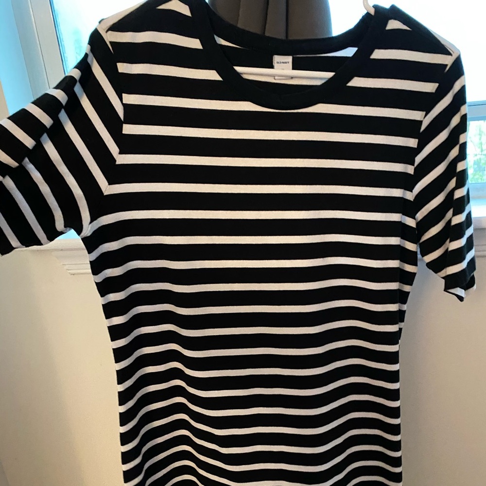 Black and white striped Old Navy tee shirt dress
